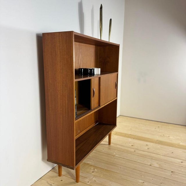 Vintage Danish Teak Bookcase with Sliding Doors, 1960s For Sale - Image 5 of 7