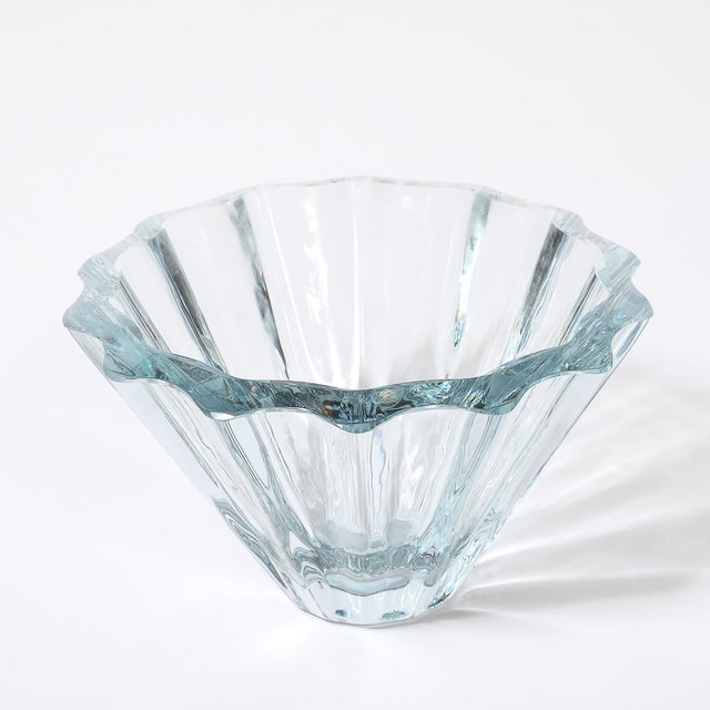 1960s Mid-Century Modern Strombergshyttan Blue Crystal Fluted Glass Bowl For Sale - Image 5 of 10