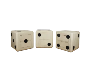 Nut Cube with Wheels and Two Drawers, 1980s, Set of 3
