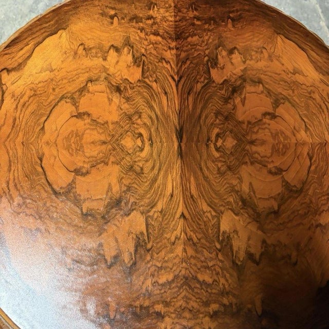 Art Deco Burr Walnut Round Pie Crust Coffee Table For Sale - Image 6 of 7