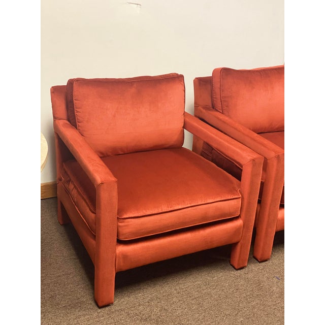 1970s Milo Baughman Red Parsons Armchairs – a Pair For Sale In Detroit - Image 6 of 12