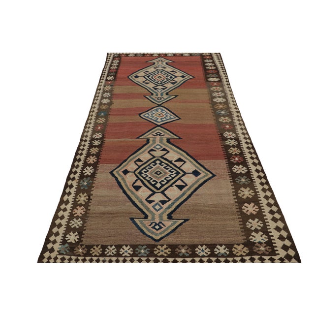 Tribal Vintage Persian Kilim Rug in Brown Red & Blue Tribal Patterns by Rug & Kilim For Sale - Image 3 of 7