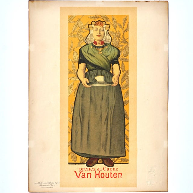 Willette- Maitres de L'affiche: Cacao Van Houten, original lithograph 1896, Impremie CHAIX. PL. 43 France, 1890-1919,...
