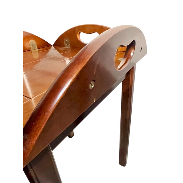 Pair Vintage Bombay Company Georgian Style Mahogany Butler’s Tray Tables For Sale - Image 10 of 18