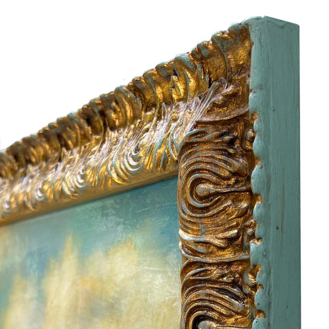 Contemporary Plein Air "Clouds and Sky" Oil Painting in Vintage Gold Frame For Sale In New York - Image 6 of 6
