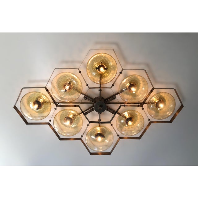 Not Yet Made - Made To Order 21st Century Hive Bronze Amber Bubbles Murano Flush Mount by Fabio LTD For Sale - Image 5 of 5