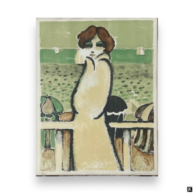 Jean-Pierre Cassigneul (French, b. 1935) color lithograph titled "Au Bord de Mer". Pencil signed lower right. Numbered...