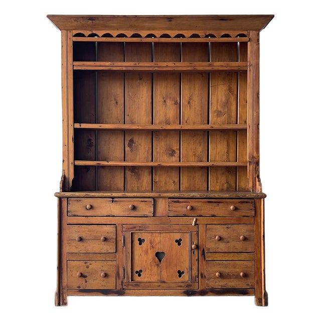 Antique Irish Pine Dresser | Hutch With Shelves For Sale