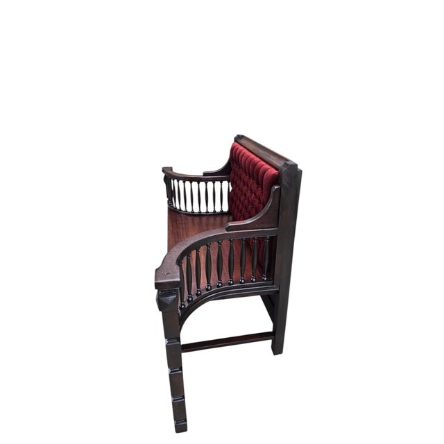 Late 19th Century Antique Eastlake Victorian Style Upholstered Back Settee For Sale - Image 5 of 7