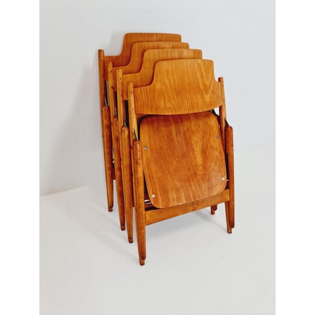 Austrian SE18 Folding Chairs by Egon Eiermann for Wilde & Spieth, 1950s Set of 4 For Sale - Image 13 of 18