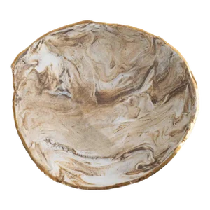 Vintage Tan and Off White Marbled Studio Pottery Bowl