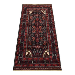 Baloch Rug 2’10” X 5’7” Blue Wool Vintage Tribal Hand-Knotted Oriental Carpet For Sale