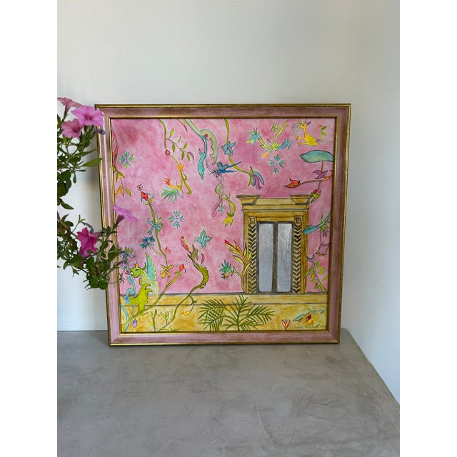 Paint Pink Window of Hope Watercolor by Natalie Mitchell For Sale - Image 7 of 7