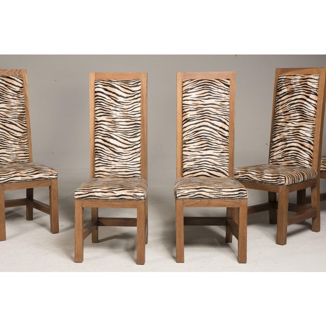 Art Deco Oak & Velvet Dining Chairs, 1930s, Set of 8 For Sale - Image 3 of 18