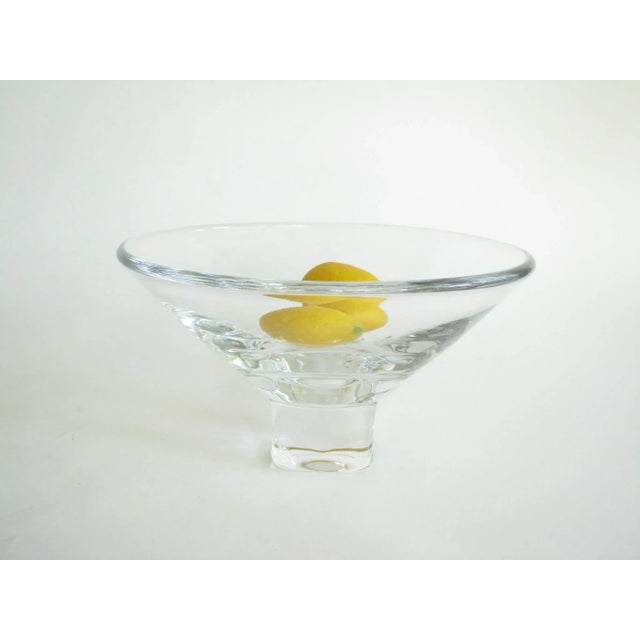 1980s Large Goran Warff for Kosta Boda Glass Square Pedestal Bowl Signed For Sale - Image 9 of 12