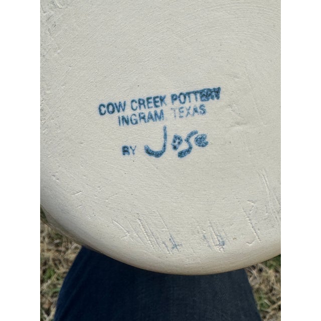 Vintage Victorian Style Oak Barley Twist Washstand With Mirror - Cow Creek Pottery Pitcher and Bowl Included For Sale - Image 9 of 9