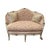 This antique settee was re-upholstered in Lee Jofa Claremont floral damask chenille upholstery fabric in a rose/beige, and...