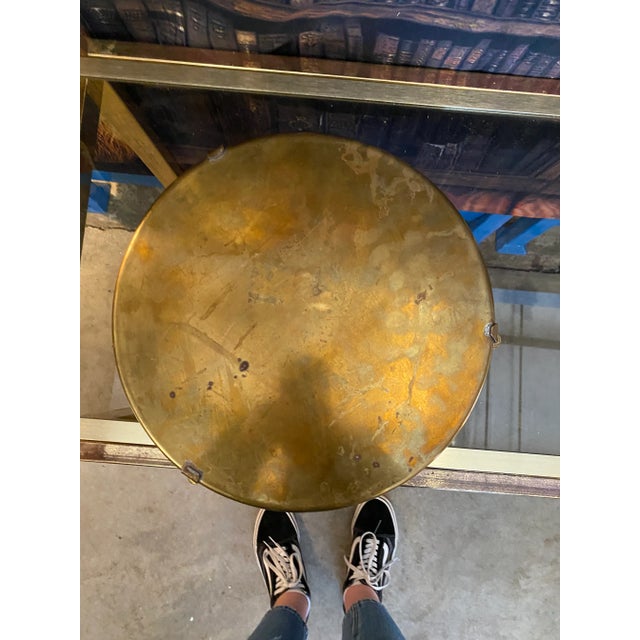 1970s Brass Serving Tray With Greek Key Details For Sale - Image 9 of 10