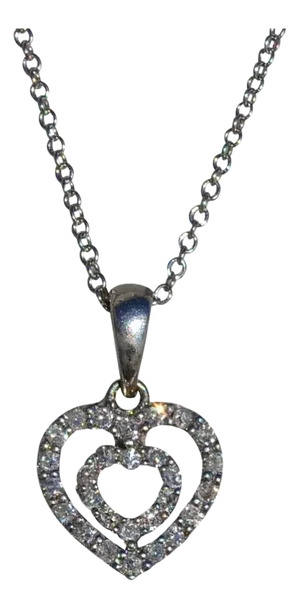 The Emely: Ladies 14K Double Heart Diamond Necklace