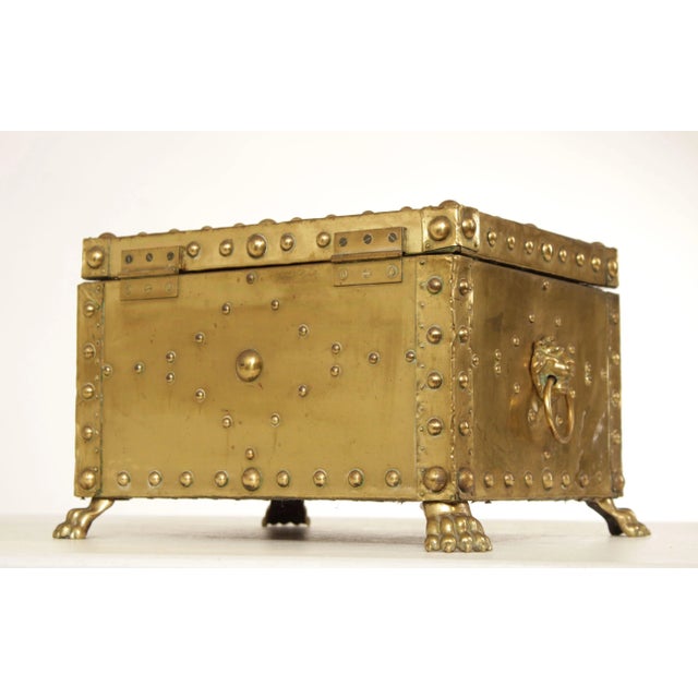Antique Victorian Brass Fireplace Coal Bin For Sale - Image 4 of 13