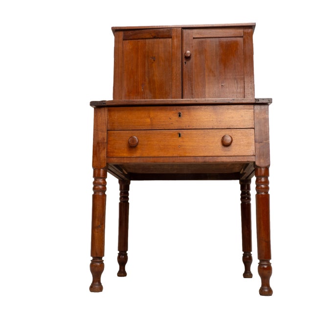 Antique Two Piece Slant Front Secretary Desk With Fitted Interior For Sale - Image 15 of 18