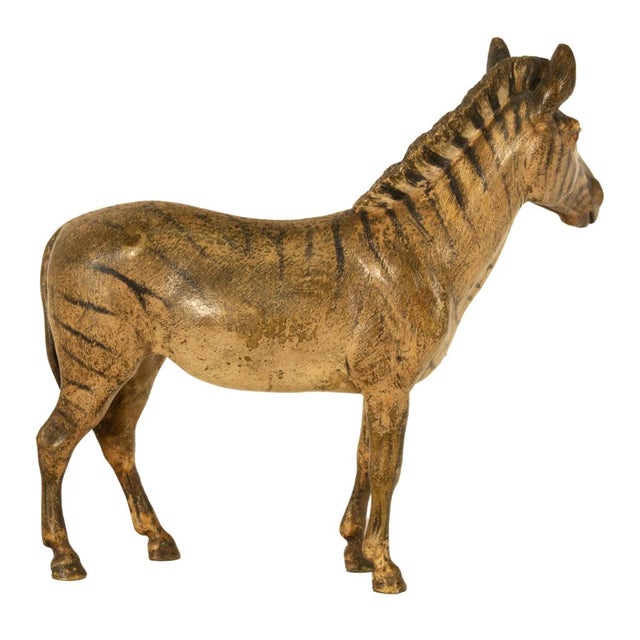 Metal Antique Austrian Franz Bergman Cold Painted Bronze Zebra Quagga Sculpture Statue For Sale - Image 7 of 14
