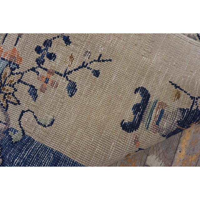 1920s Beige Floral Medallion Antique Chinese Peking Carpet 8'10" X 11'6" Rug For Sale - Image 10 of 10
