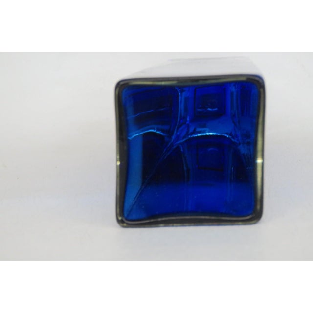 Cobalt Blue Glass Bud Vase Mid Century Modern Rectangular Murano Style 4922b For Sale In Miami - Image 6 of 12