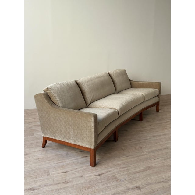 Green Mid-Century Curved Sofa in Sage Green Graphic Cut Mohair For Sale - Image 8 of 12