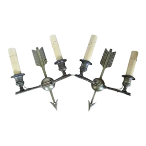 19th Century French Empire Gilt Bronze Arrow Form Wall Light Sconces - A Pair