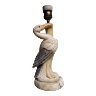 Mid‑Century Italian Alabaster Heron Table Lamp For Sale