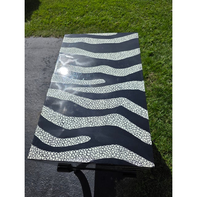 1990s Postmodeen Zebra Print 2 Door Cabinet Buffet Sideboard Console For Sale - Image 12 of 12