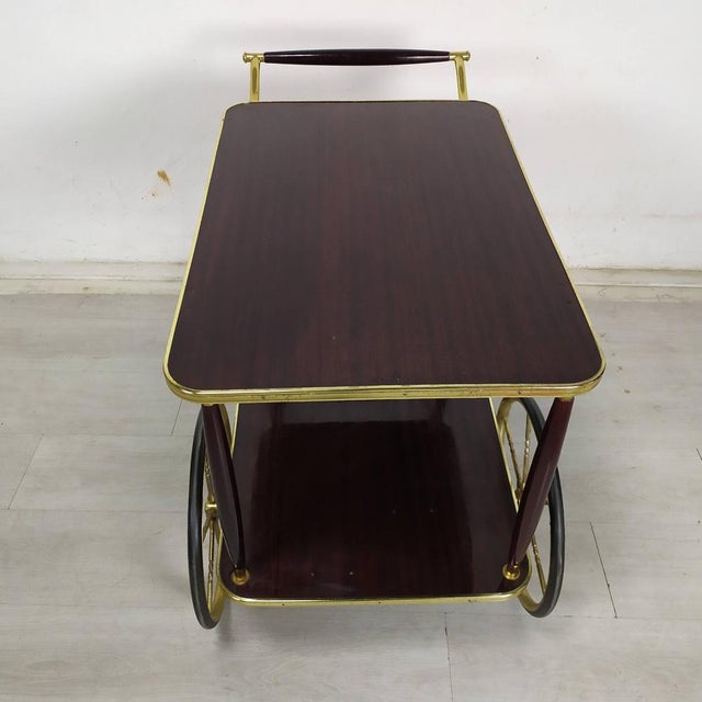 Vintage Brass Service Trolley, 1950s For Sale - Image 16 of 18