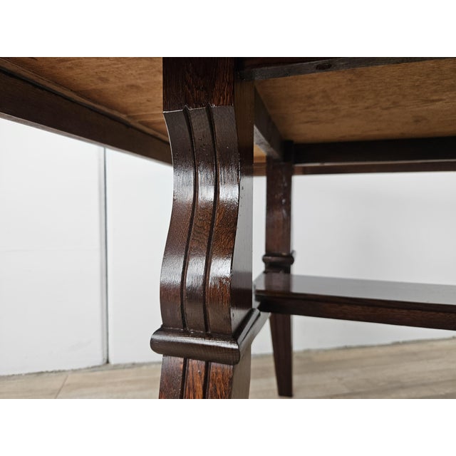 Art Deco Style Geometric Oak Table with Side Extensions, 1950 For Sale - Image 18 of 18