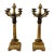 Pair Antique French Empire Patinated Bronze and Gold Bronze With Sienna Marble Candelabra, Circa 1840 For Sale