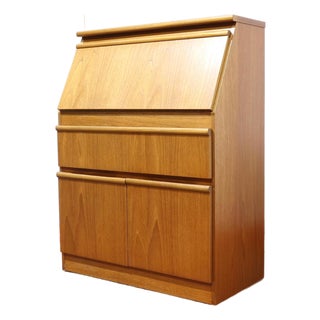Mid Century Modern Vintage Teak Secreataire Desk For Sale