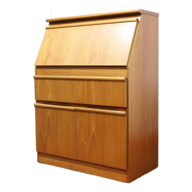 Mid Century Modern Vintage Teak Secreataire Desk For Sale