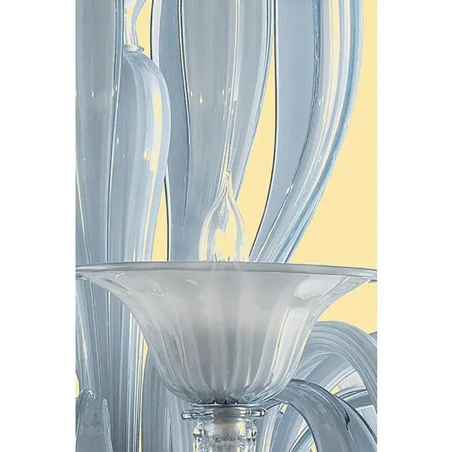 Venetian Azure Style Murano Glass Chandelier with Leaves by Simoeng For Sale - Image 4 of 10