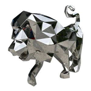Lion Stainless Steel Polygonal Sculpture