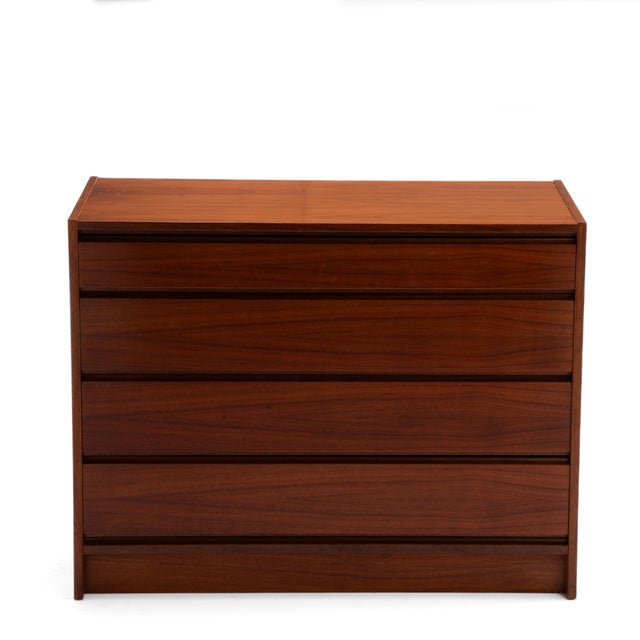 Wood Danish Walnut 4 Drawer Chest Arne Wahl Iversen Unmarked 1970s For Sale - Image 7 of 12