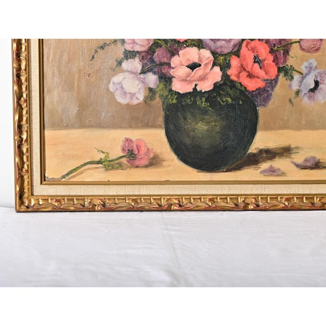 French French Vintage Framed Floral Still Life For Sale - Image 3 of 9
