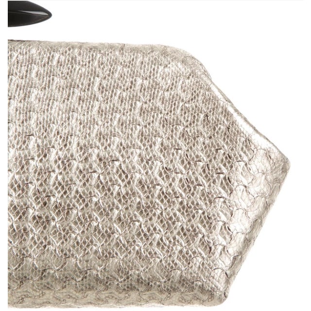 2013 Judith Leiber Couture Whitman Snakeskin Karung Metallic Crystal Clutch Evening Handbag For Sale - Image 13 of 18