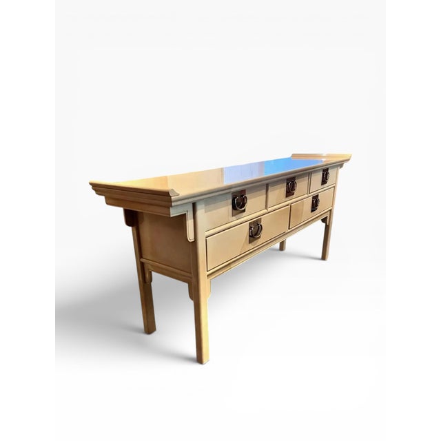 Century Furniture Raymond Sobota 1990s Faux Goatskin Pagoda Sideboard For Sale - Image 4 of 12