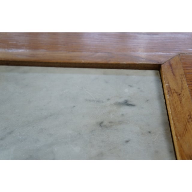 Antique American Victorian Arts & Crafts Quartersawn Oak & Marble Dining Table For Sale - Image 14 of 15