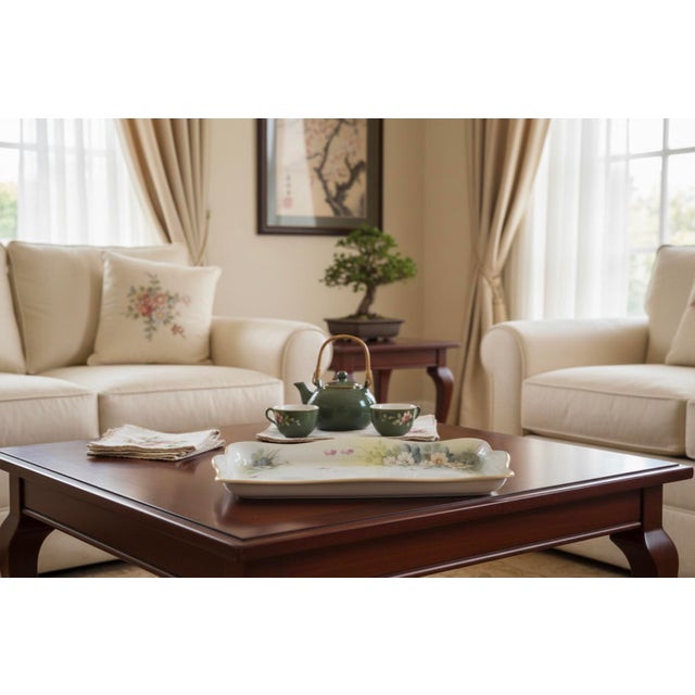 Antique Nippon Hand-Painted Floral Serving Tray For Sale - Image 9 of 9