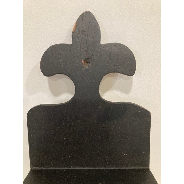 Antique Folk Art Carved Wood Wall Shelf With Black Paint For Sale In Oklahoma City - Image 6 of 8