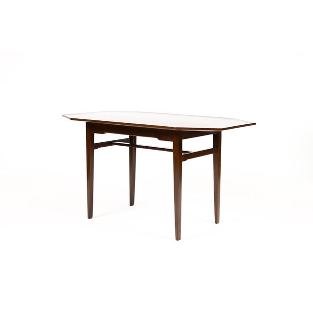 Mid Century Vintage Mahogany Writing Desk — Edward Wormley for Dunbar — Octagonal Top For Sale In Los Angeles - Image 6 of 11