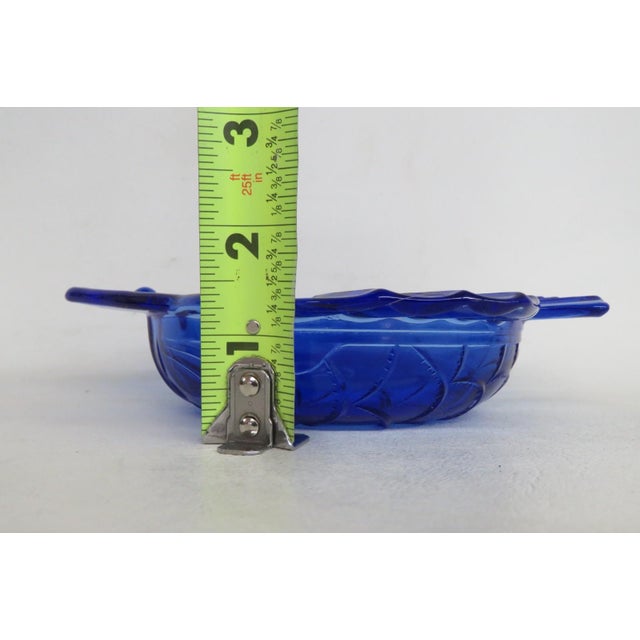 Hazel Atlas Cobalt Blue Angel Fish Bowl Depression Glass Ashtray Dish 4888b For Sale - Image 10 of 12