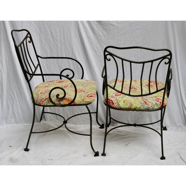 Vintage Mid-Century Modern Wrought Iron Patio / Garden Chairs - Set of 4.