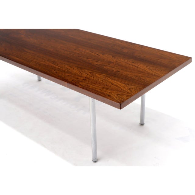 Wood Hans Wegner Signed Rosewood Coffee Table on Chrome Cylinder Legs For Sale - Image 7 of 11